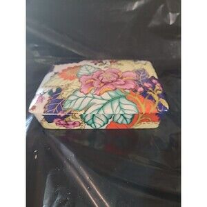 Horchow Vintage Porcelain Playing Card Holder With Flower Design 6.25" X 4.75"